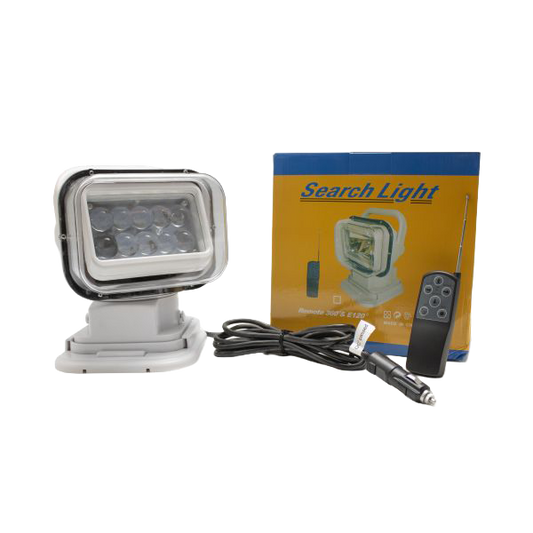 Motorized 50W LED Spot Light with Remote & Swivel Functionality (White) by Race Sport Lighting - Image 1